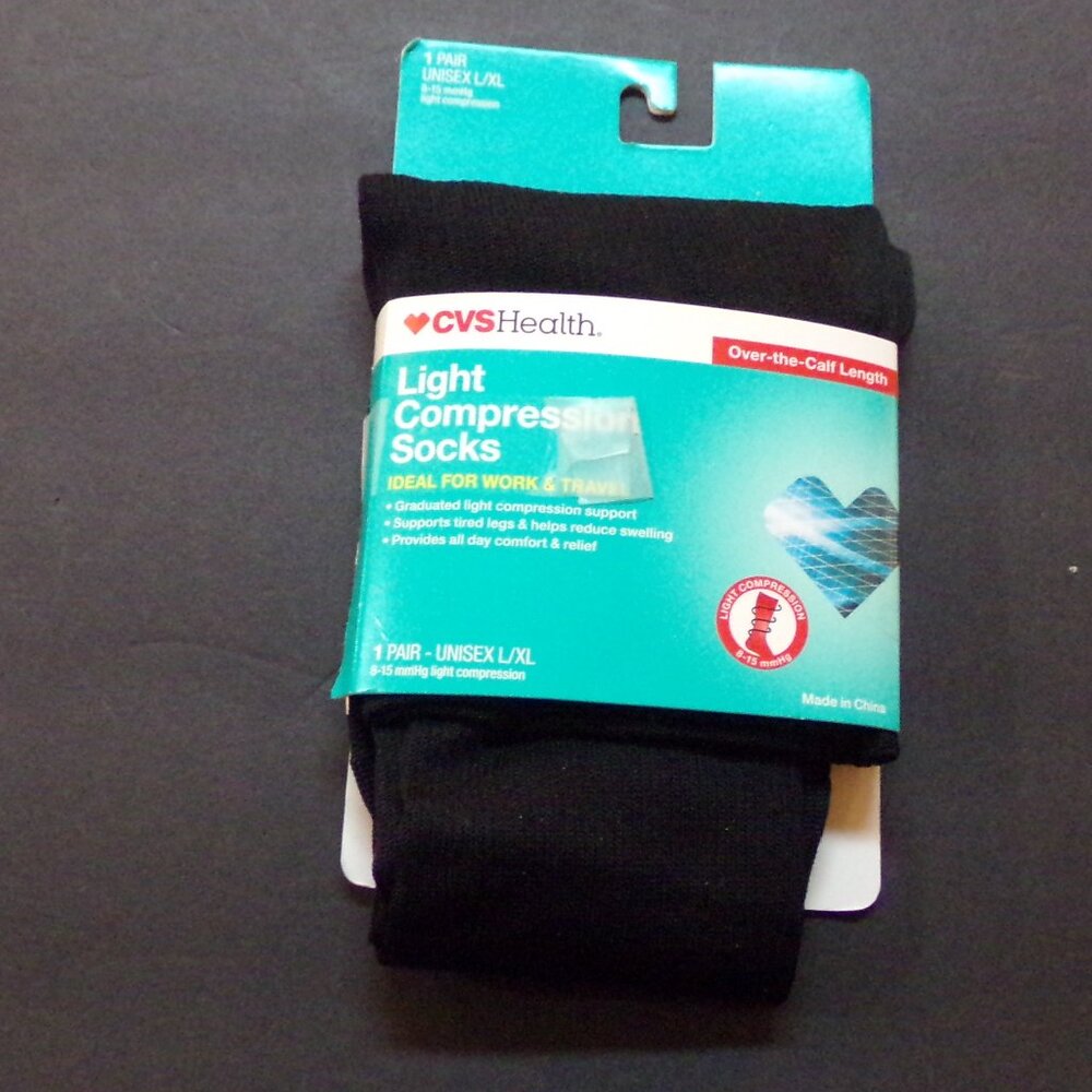 CVS Unisex Light Compression Socks L/XL 8-15mmHg Over The Calf